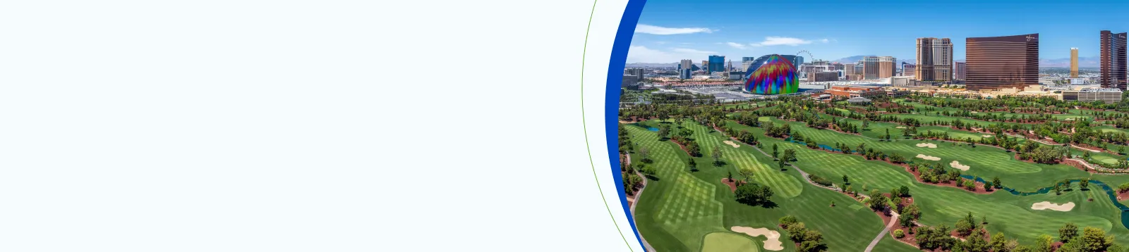 Las Vegas, Nevada USA - May 24 2024: Aerial view looking south west across Wynn Golf Club.