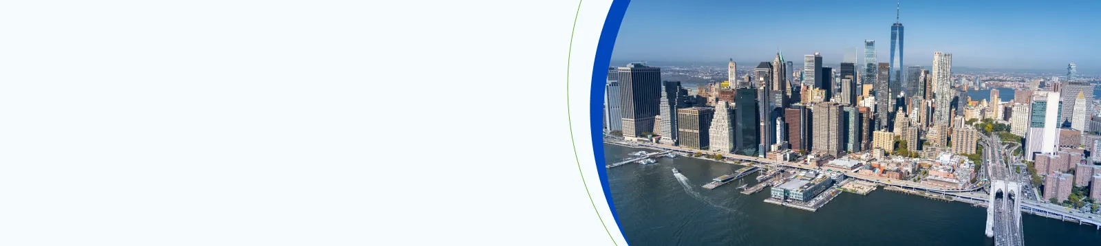 Aerial views of Modern buildings in New York city skyline, New York, United States of America.