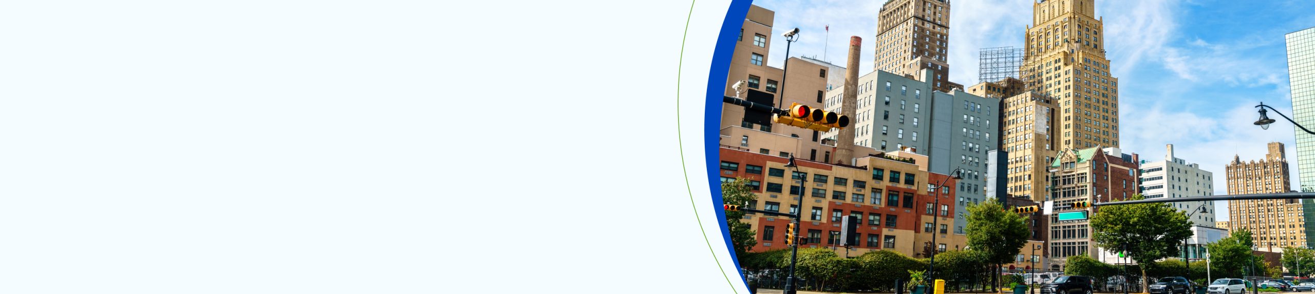 Skyline of Downtown Newark in New Jersey, United States