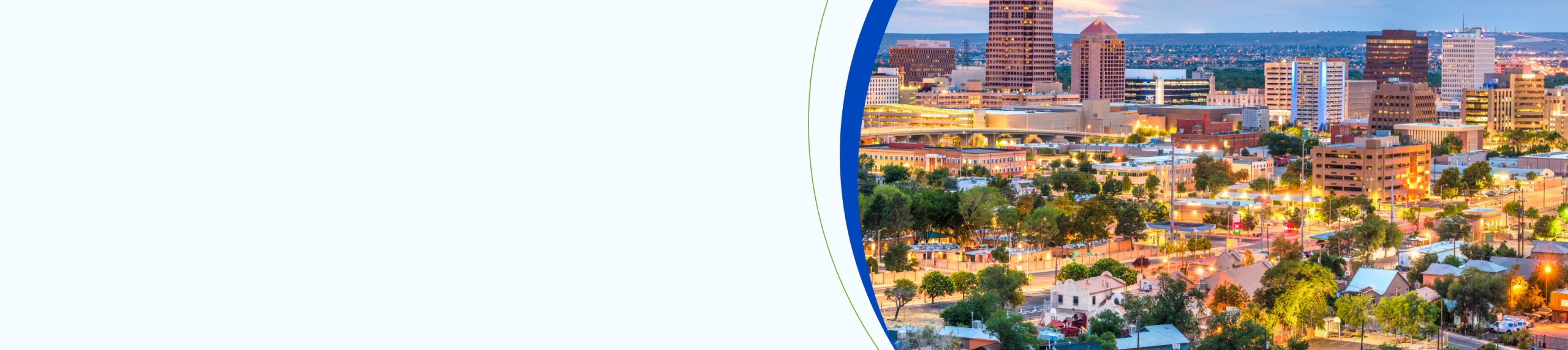 Albuquerque, New Mexico, USA downtown cityscape at twilight.